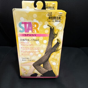 Spanx Black Diamond Patterned Shaping Tights Sizes D/165-220lbs 5’0”-6’0”